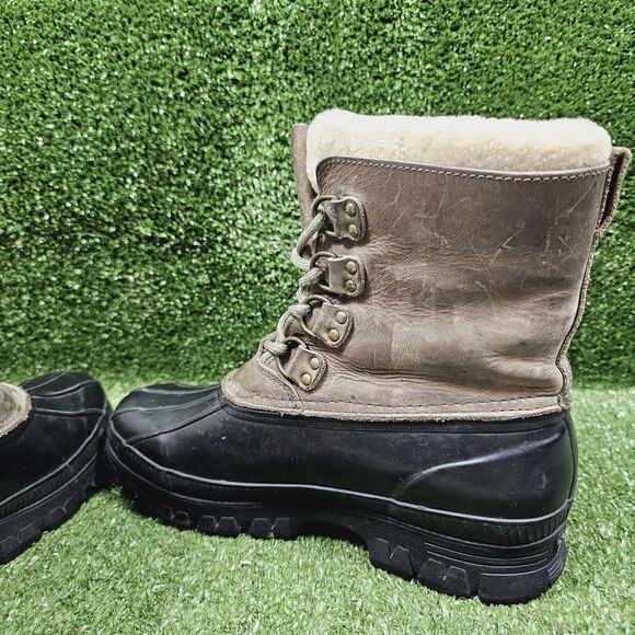 Polo Ralph Lauren Landen Leather Sherpa Winter Lace-up Duck‎ Boots Mens Size 9 D - Picture 6 of 11